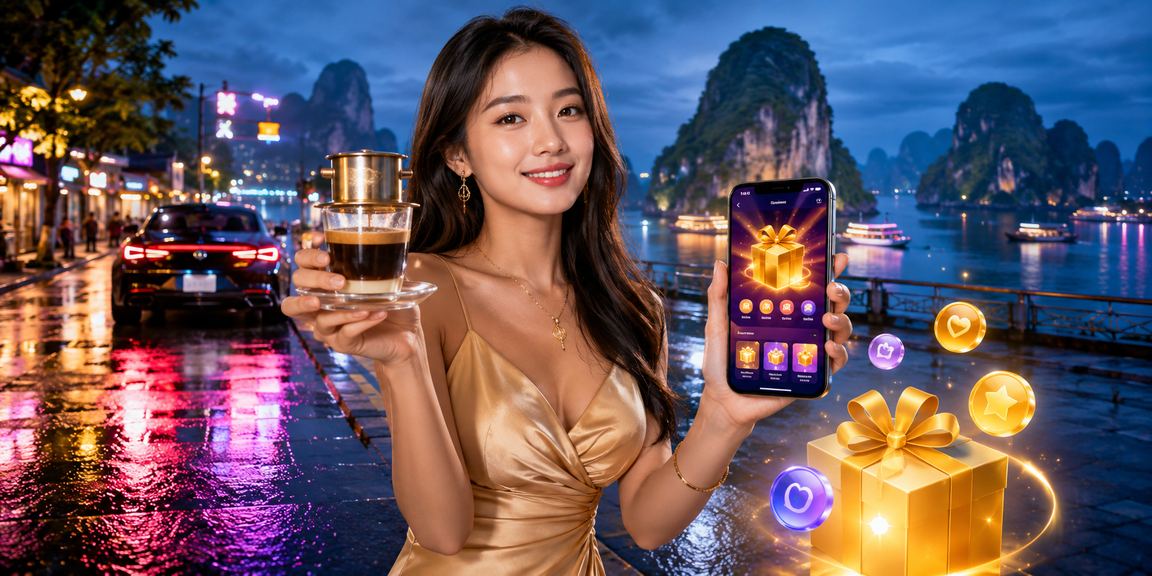 Người dùng Hạ Long thưởng cà phê và xem phân tích casino trên điện thoại