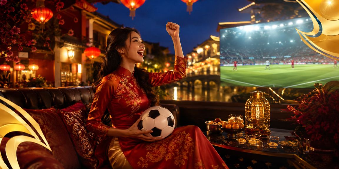 Không gian cá cược bóng đá tại Hội An với trang phục áo dài truyền thống